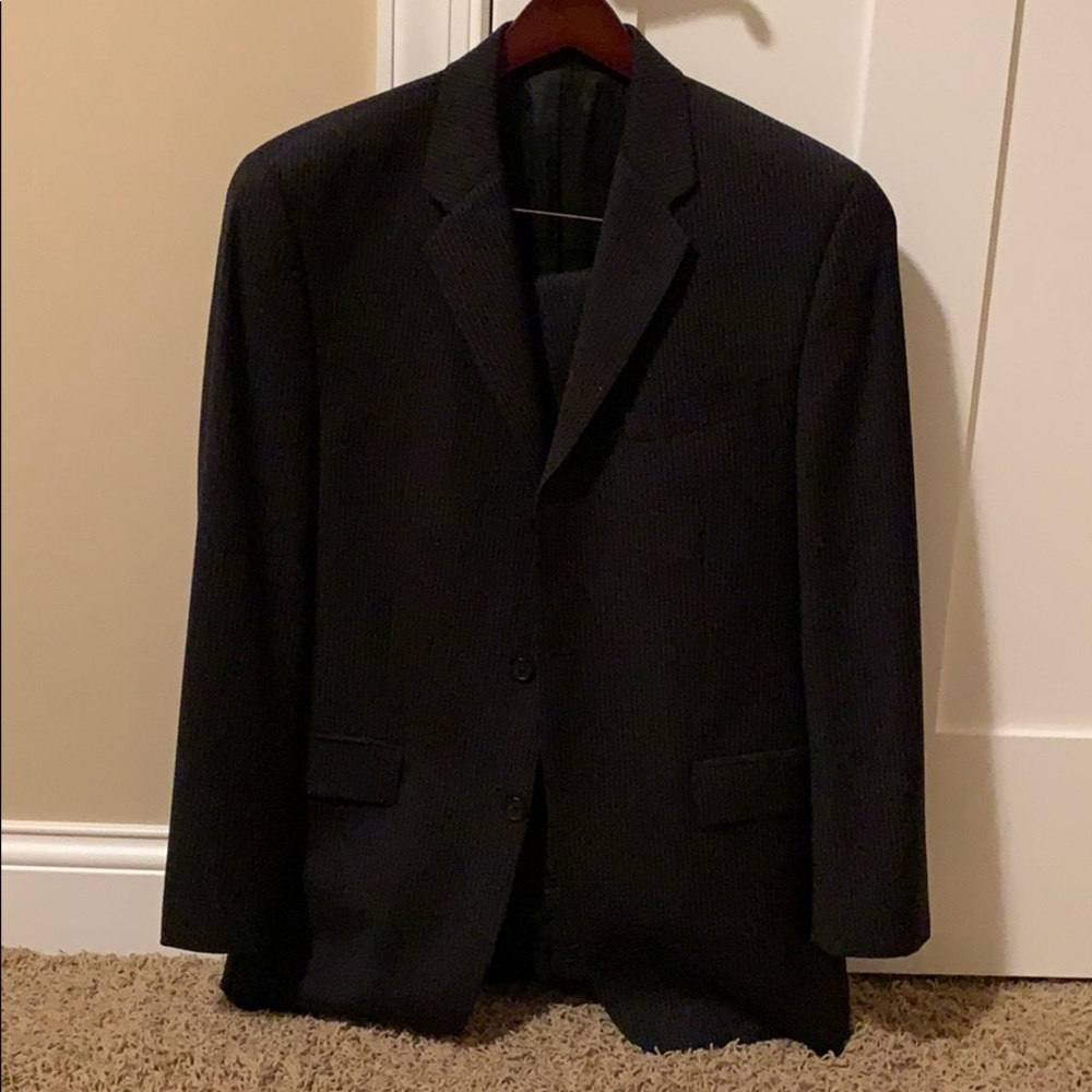 Black pin stripe suit